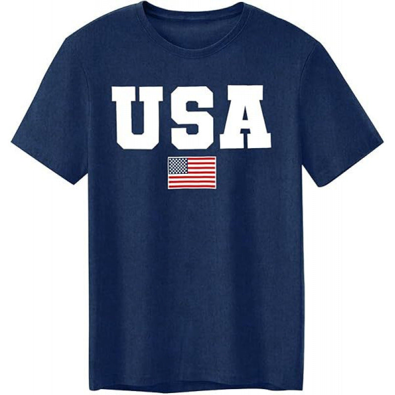 Brush Stroke USA Flag Print Men Short Sleeve Polo Shirt Patriotic Casual Golf Top