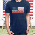 Retro Distressed US Flag Print Men Casual Summer Patriotic Short Sleeve T Shirt