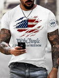 Mens White USA EST 1776 Star Graphic Short Sleeve T-Shirt Patriotic American Tee